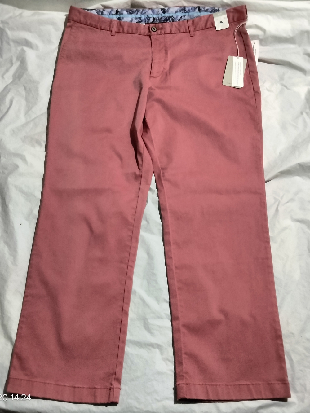 Tommy Bahama Boracay Flat Front Chino Pants Mens 40x30(41x30) Wild Geranium T115